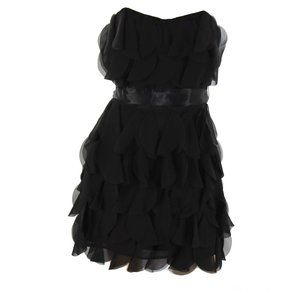 Black Chiffon Ruffled Mini Dress